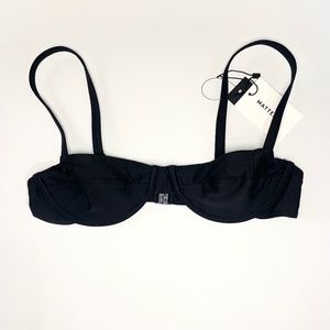 NWT MATTEAU black balconette bikini top size 4 a/b cup